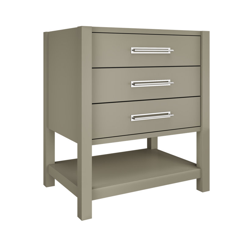 Kiawah Three-Drawer Single Bath Vanity, 30", French Olive, Polished Chrome