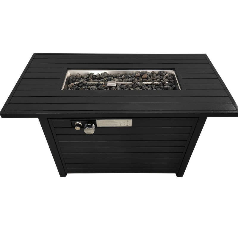 Table de foyer d'extérieur en acier inoxydable avec couvercle Kenji H 25,08 po x l 22,08 po
