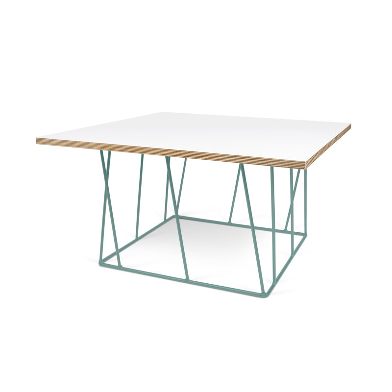 Cabrera Coffee Table, Pure White, Sea Green Lacquered Steel