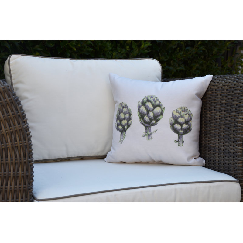Housse et insert de coussin carré extérieur artichaut Farmers Market, 16 po x 1 po, Vert