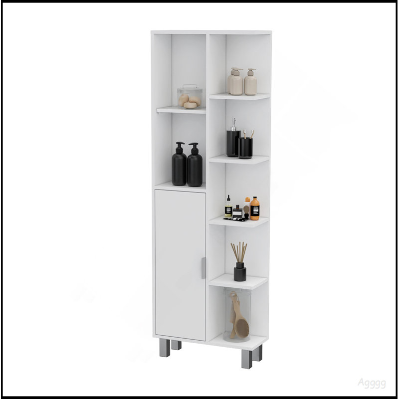 White 9-Shelf Linen Cabinet