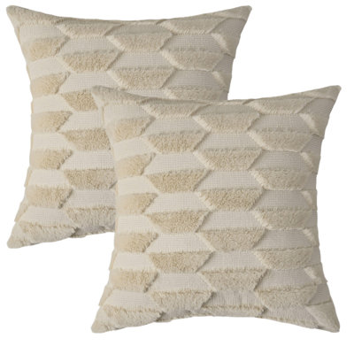 Emboridered Fur - Hexagon Faux Fur Pillow Cover
