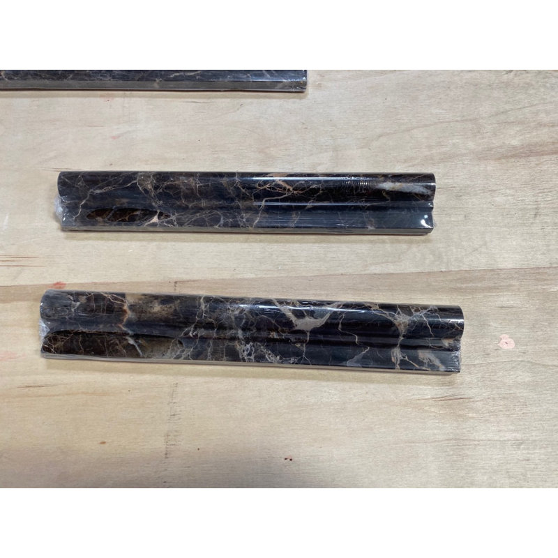 Emperador Dark 2" x 12" F1 Chair Rail Marble Look Wall Liner