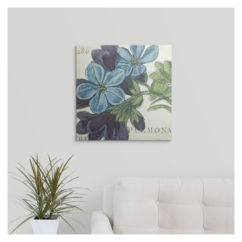 " Blue Floral ", Canvas, 35" H x 35" W x 1.5" D