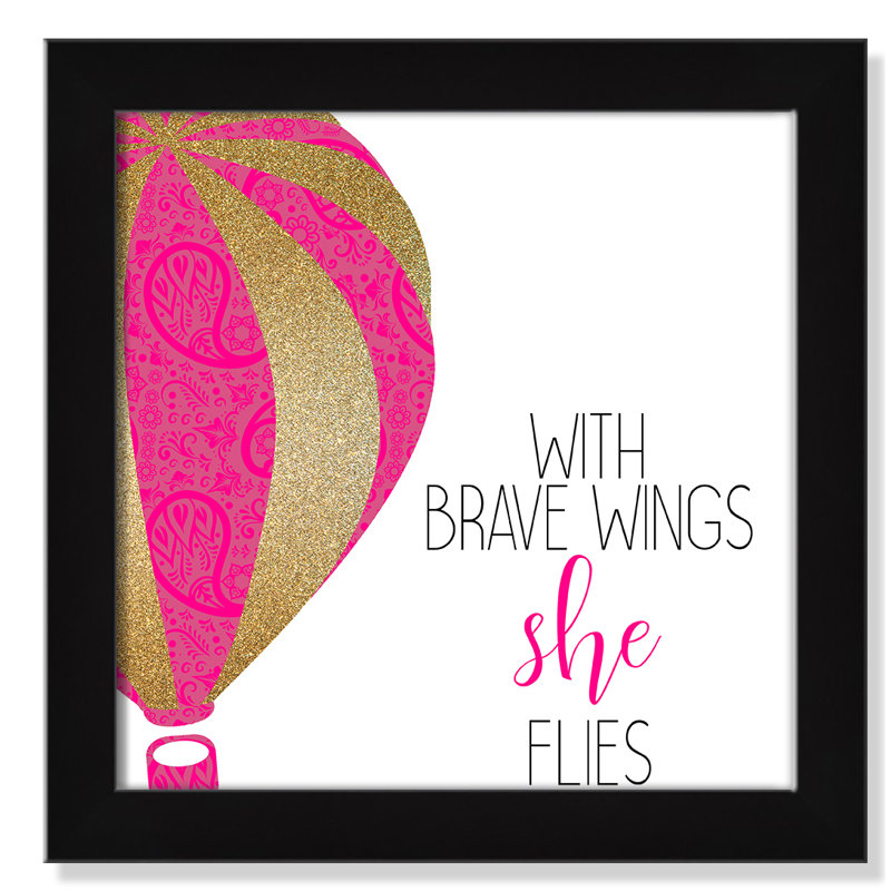 avec des ailes courageuses, impression sur papier, H 14 po x l 14 po x P 0,63 po, Cadre noir