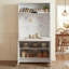 Armoire de cuisine compacte de 69 po de hauteur, buffet en panneau de fibres à densité moyenne de qualité P2 avec huche et poste de travail pliable, armoire de rangement multifonctionnelle avec tablette réglable et prise de courant pour la salle à manger et le salon-129606532