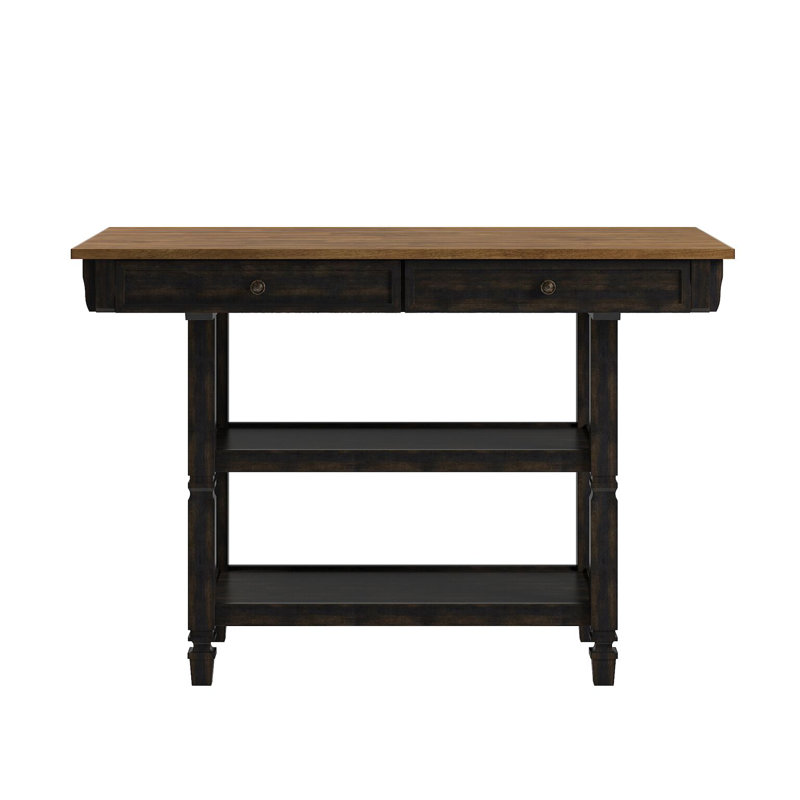 Erickson Solid Wood Kitchen Island, Antique Black