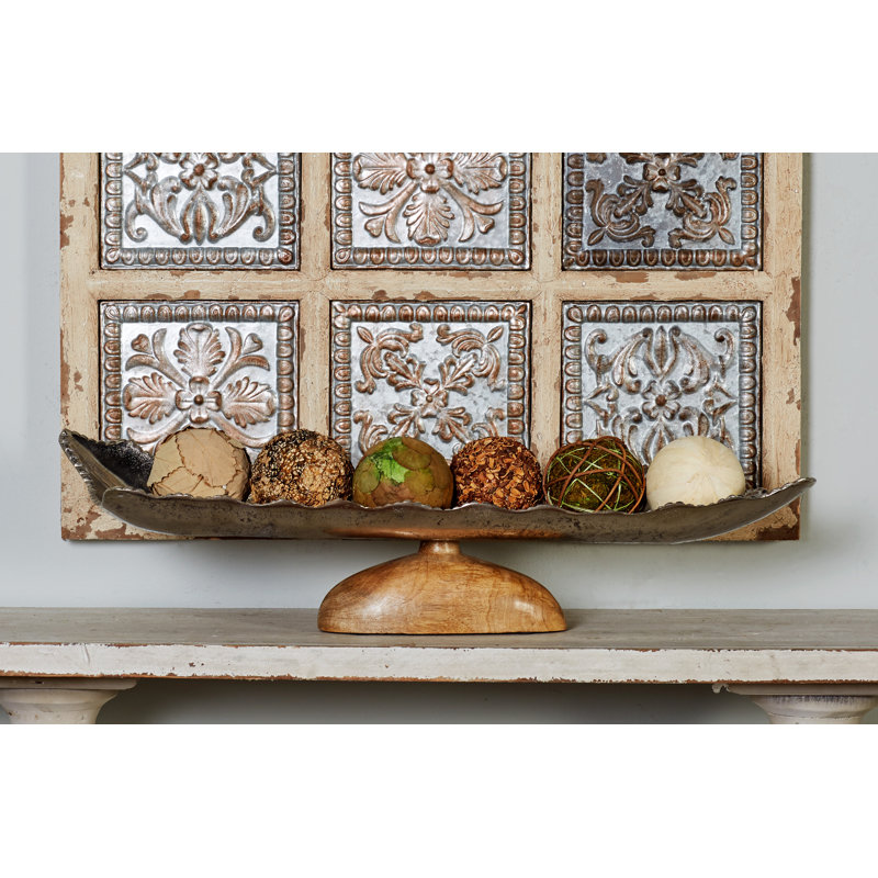 Assiette décorative abstraite Wisley en argent / brun