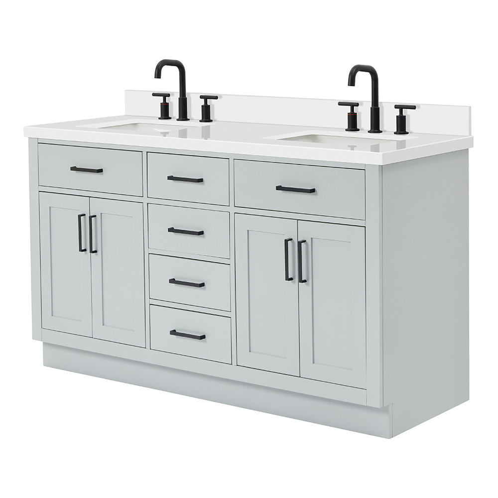 Wildon Home Thornbury 61 Free Standing Double Bathroom Vanity With   Thornbury 61 Free Standing Double Bathroom Vanity With Quartz Top 