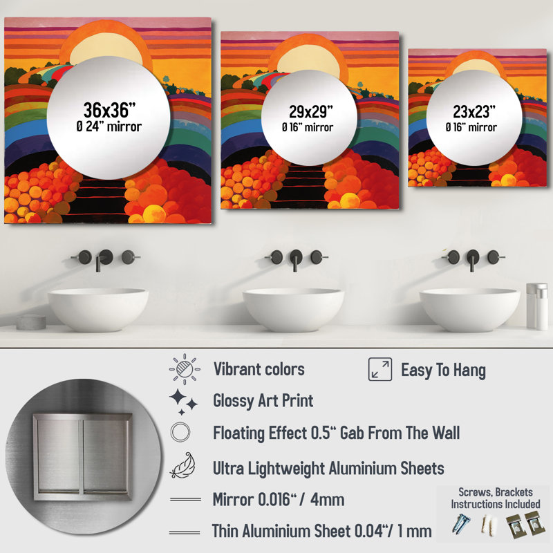 Lapradd - Miroir mural décoratif Storms, 23 po x 23 po