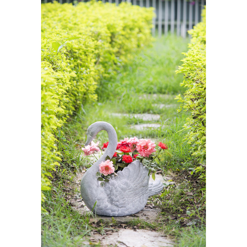 16.5x9x15.5" Mgo Swan Planter