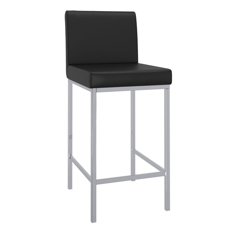 Tabouret de comptoir 26 po Lesli, ensemble de 2, noir et chrome, Noir