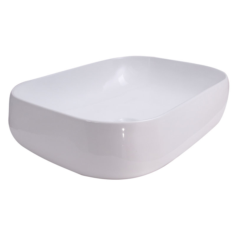 Lavabo de salle de bain vasque rectangulaire en porcelaine vitrifiée Celino