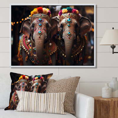 Art asiatique, éléphants thaïlandais I, reproduction d'art sur toile