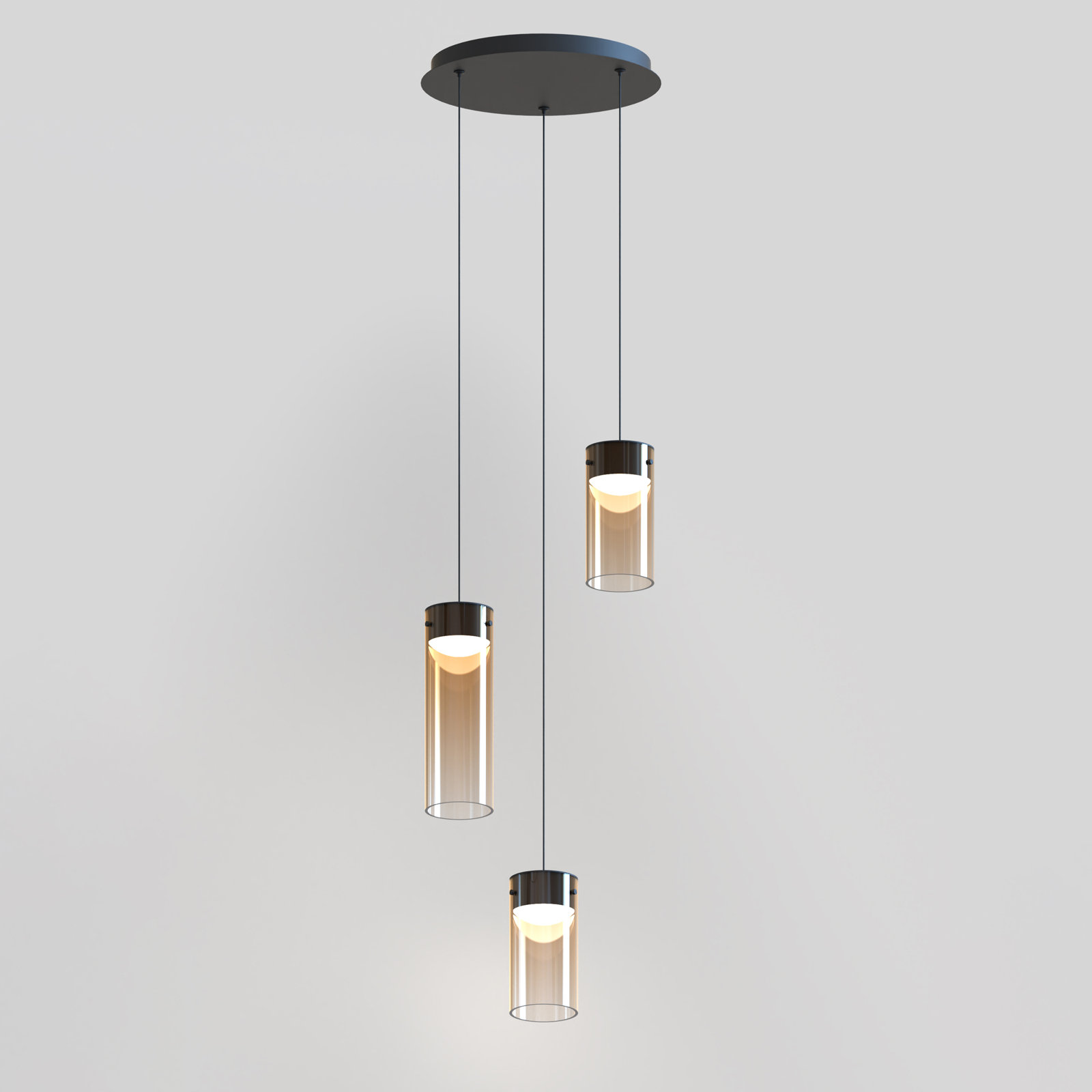 Delonda 3 Light Glass Dimmable LED Pendant, Amber