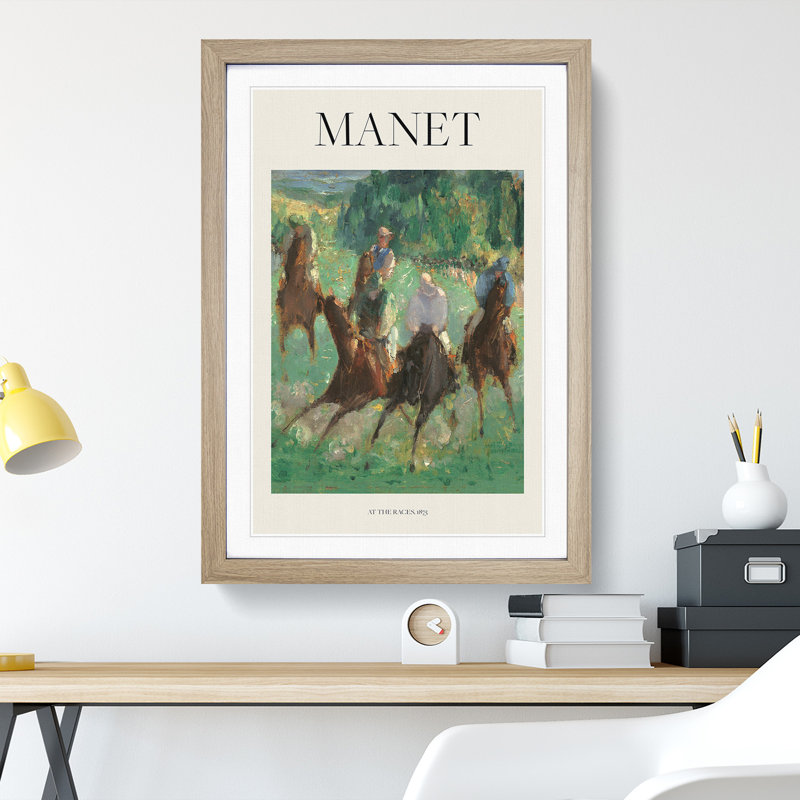 At the Races by Edouard Manet - Picture Frame Graphic Art, 48cm H x 36cm W x 2cm D, Oak Framed