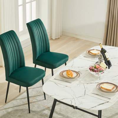 Of 2 Adjustable Foot Stud Iron Velvet Dining Chairs Simple Design For Indoor Home Arrangements Comfortable Cushion Zones