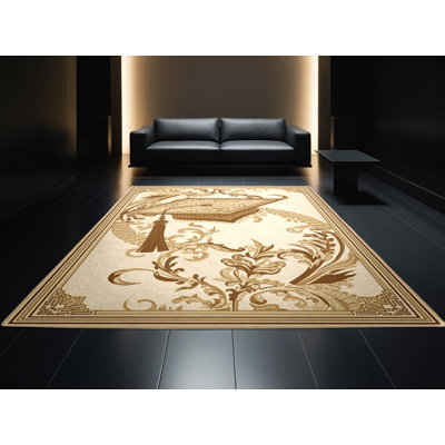 Tapis oriental doux et moelleux à motif de gradins Bleeker