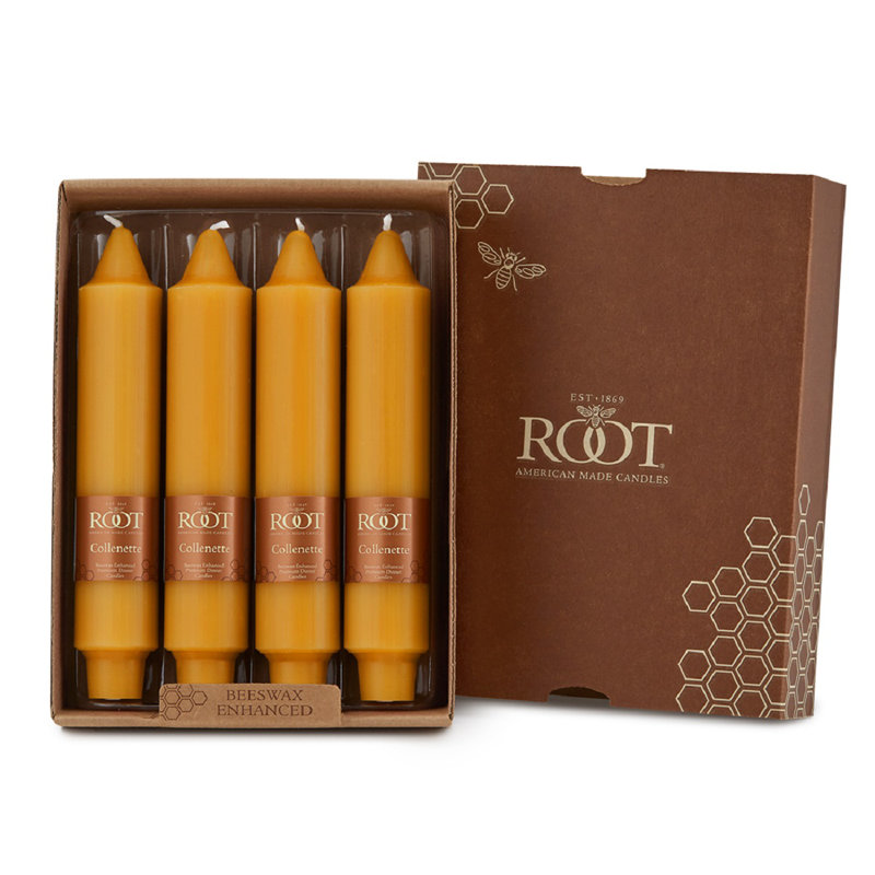 Smooth Collenette Unscented Taper Candle, Butterscotch, 7" H x 1.25" W x 1.25" D