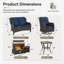 Ensemble de conversation en rotin pour 4 personnes avec foyer 5000BTU, table basse et coussins bleus-1357152794