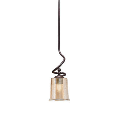 Suspension Sadea Stem Hung Mini présentée en fini granit foncé avec verre ambré à bulles de 13,3 cm (5,25 po).