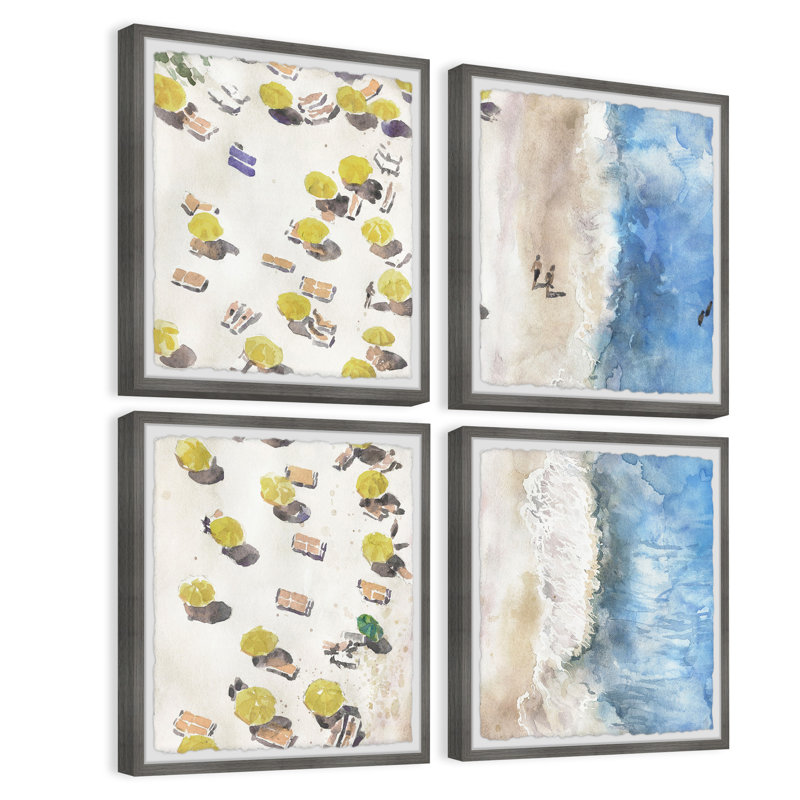 Sunshade III - 4 Piece Single Picture Frame Painting Set, 12" H x 12" W