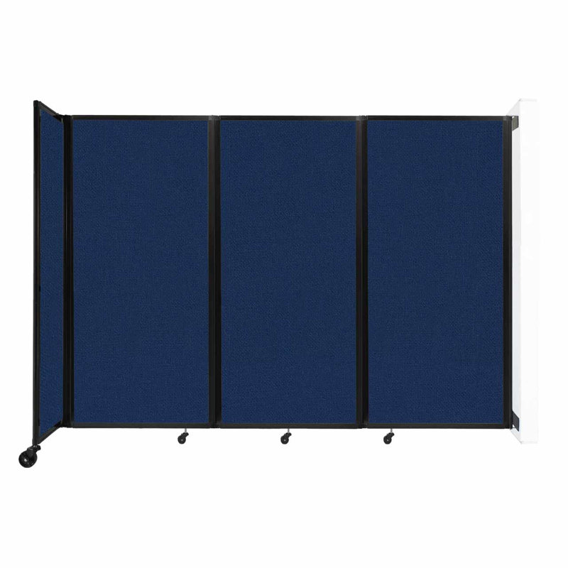 Folding Room Divider, Navy Blue, 3, 72" H x 102" W x 12" D
