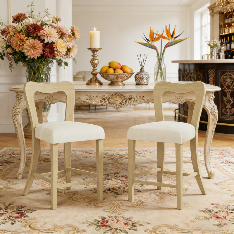 Tabouret de comptoir sans accoudoirs, ensemble de 2 (table non incluse), Naturel