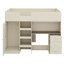 Lit mezzanine double avec tablettes et tiroirs, cadre de lit mezzanine en bois avec bureau et garde-robe intégré-732347158