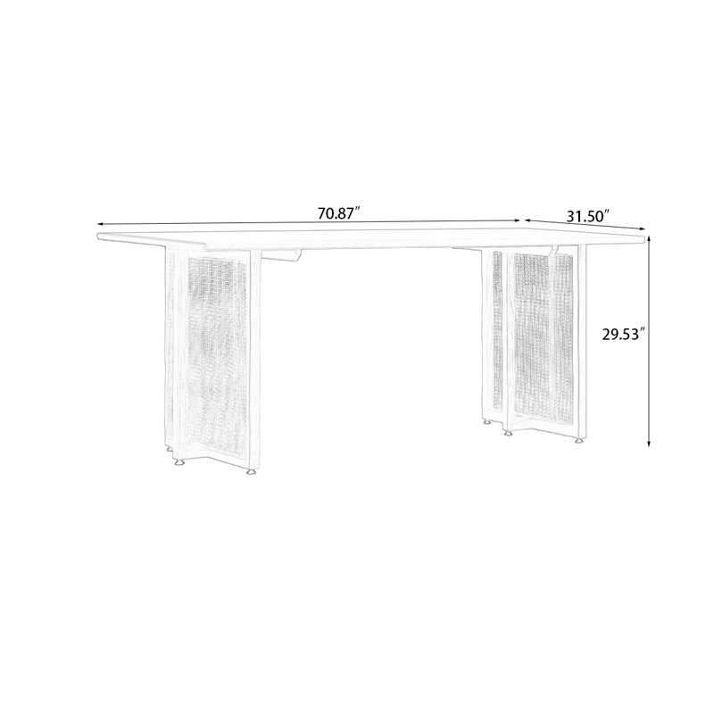 Table de salle à manger Burlywood, H 29,53 po x L 70,87 po x l 31,5 po