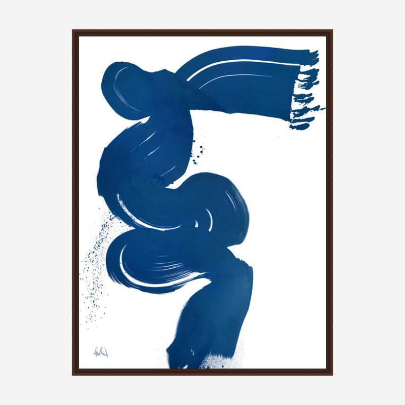 Blue Current - Artist Enhanced Canvas Print, Brown Framed Canvas, 31.5" H x 25.5" W x 1.75" D