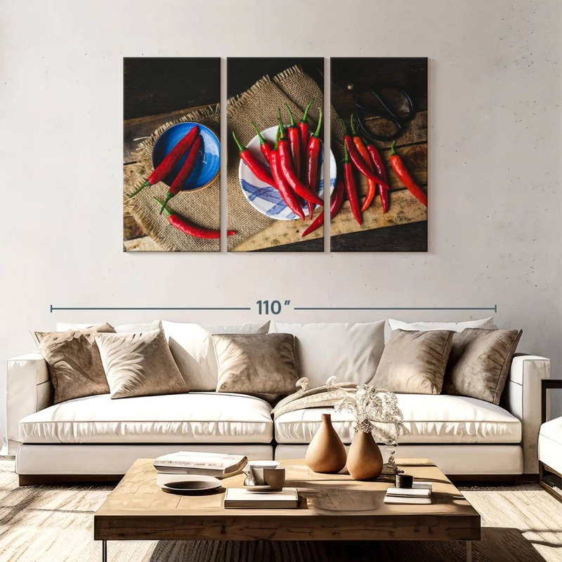 Yarlin Red Chilies, 48" H x 74" W