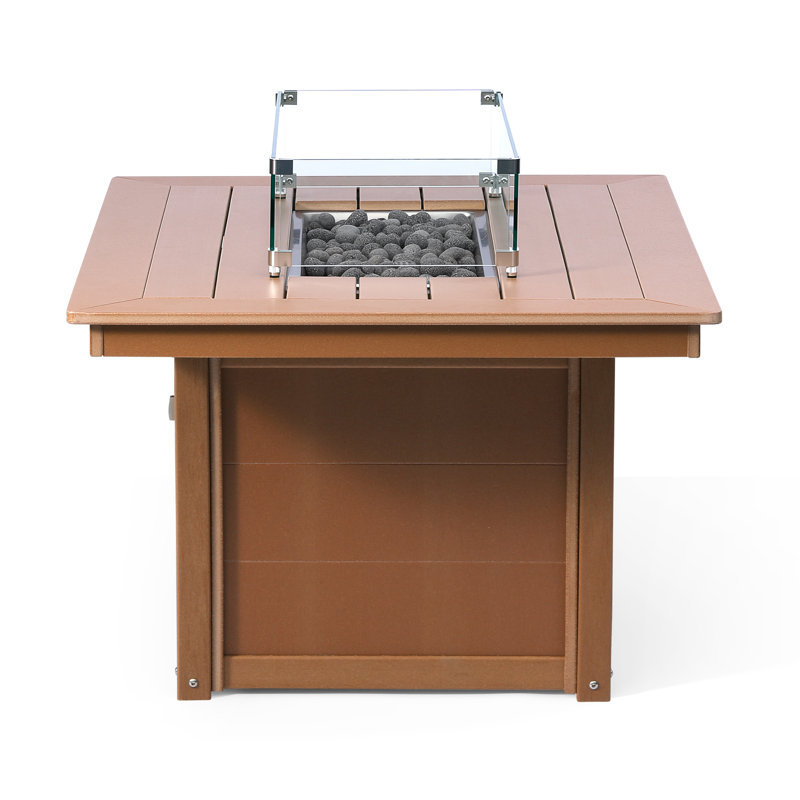 Rectangular 34" X 46" Fire Pit Table, 31.5" H x 46" W x 35" D, Brown