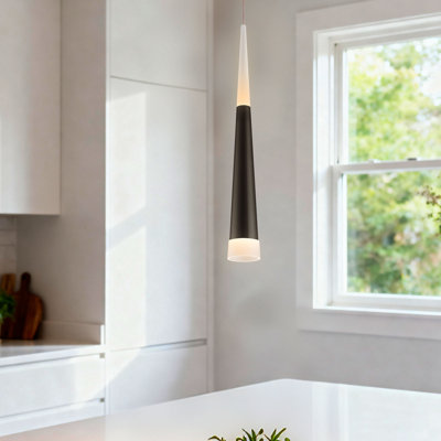  Meteor - Light LED Cone Single Pendant Dimmable Height Adjustable Metal Finish Kitchen Island 