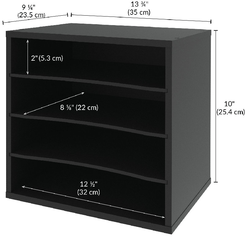 Ballucci Black Wood 4-Tier Adjustable Paper Organizer