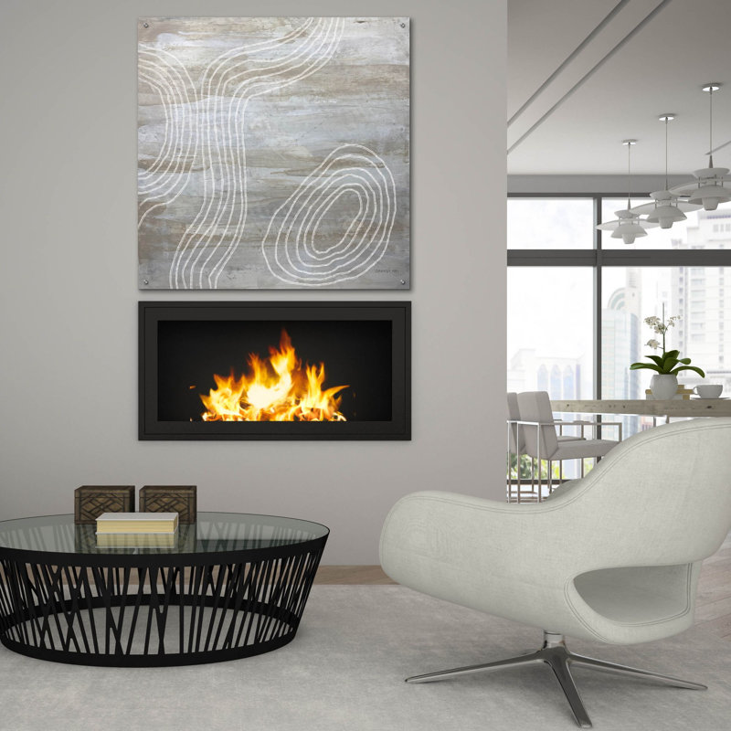 «Beige Abstract 2» par Danhui Nai, art mural en verre acrylique, H 36 po x l 36 po x P 0,2 po