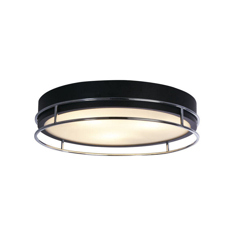 Averie Glass Flush Mount, Black/Chrome