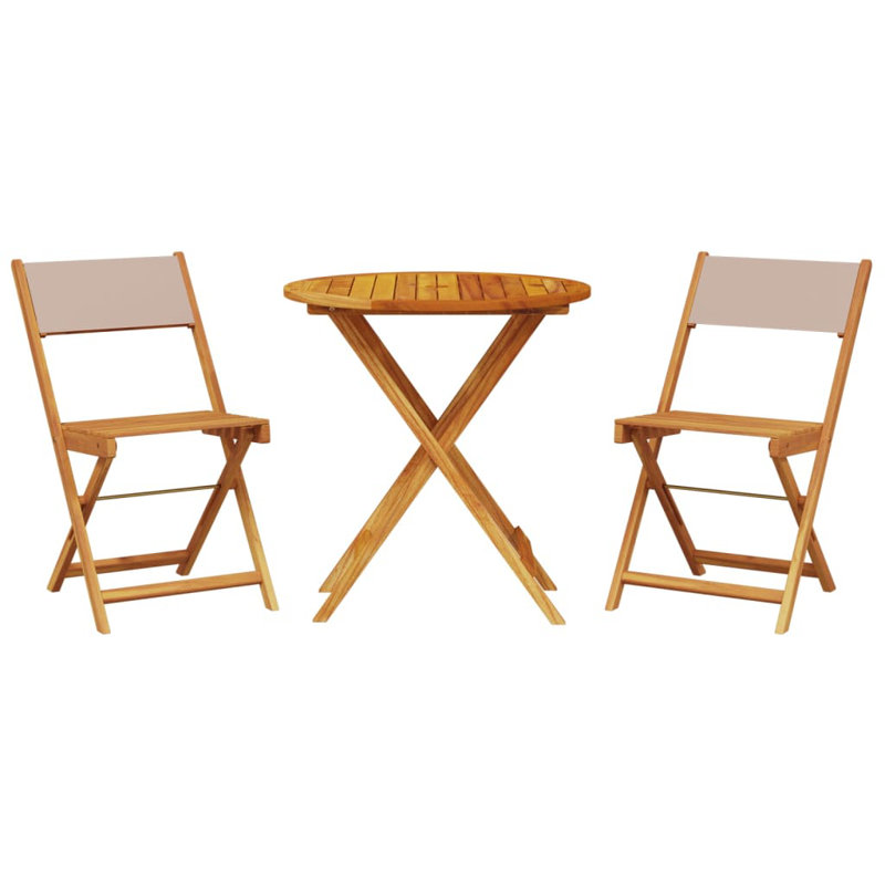 Quiara 2 - Person Solid Wood Patio Dining Set Circular Table, Taupe