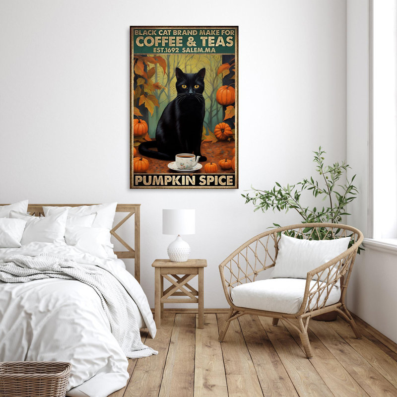 «Black Cat Make For Coffee and Teas» sur impression sur toile, H 14 po x l 11 po x P 1,25 po