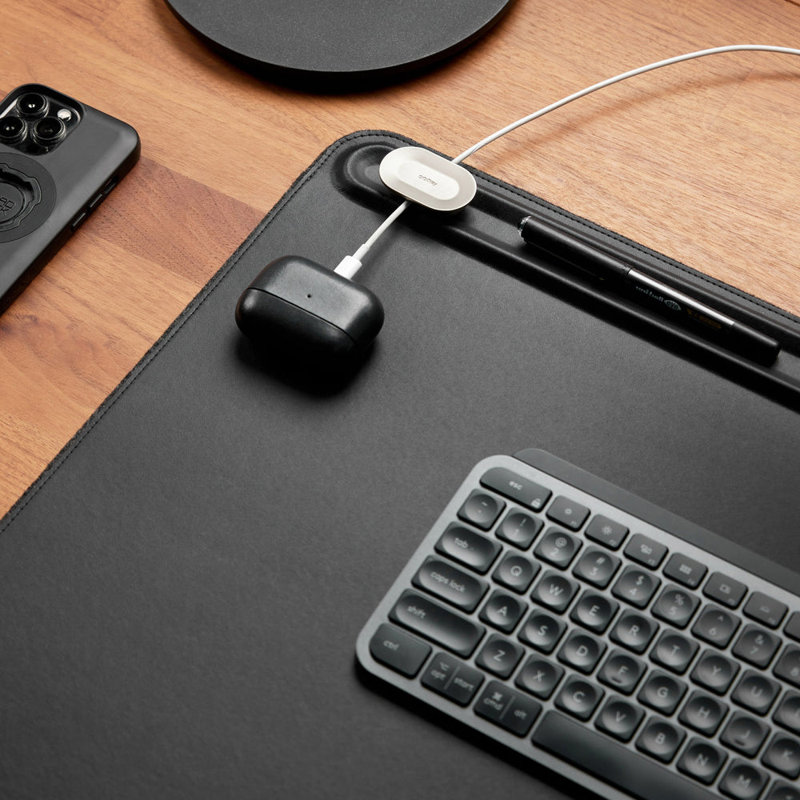  Desk Mat Premium Vegan Leather & Recycled PET Felt, Black Large