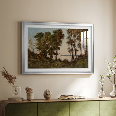 Trees by a Lake-Henri Harpignies-Framed Print with Mat and glass-c. late 19th Century