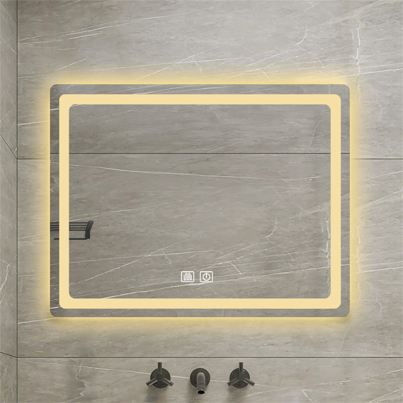 36 po Miroir de salle de bain H LED en cristal poli pour salle de bain