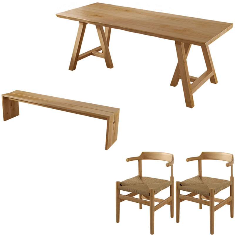 Ensemble de table à manger moderne et simple en bois massif, H 29,5 po x L 62,9 po x l 27,5 po