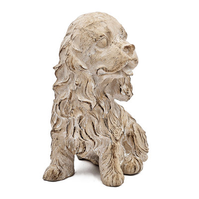 7.5X5.5X8.7" Sitting Cocker Spaniel Figurine With Natural Beige Finish