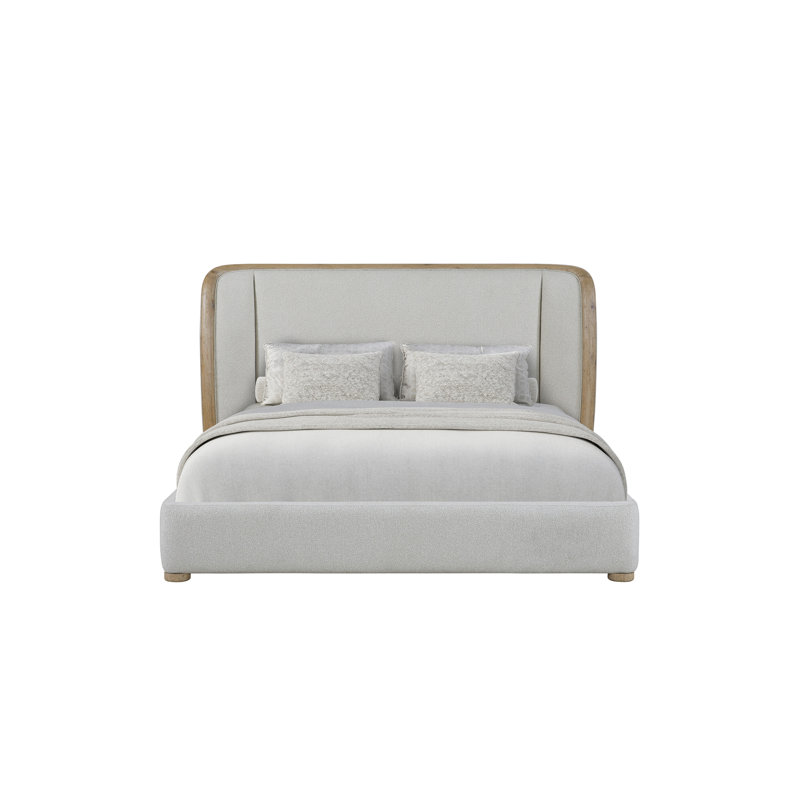 Upholstered Bed with English Knotty Oak Inspired Frame