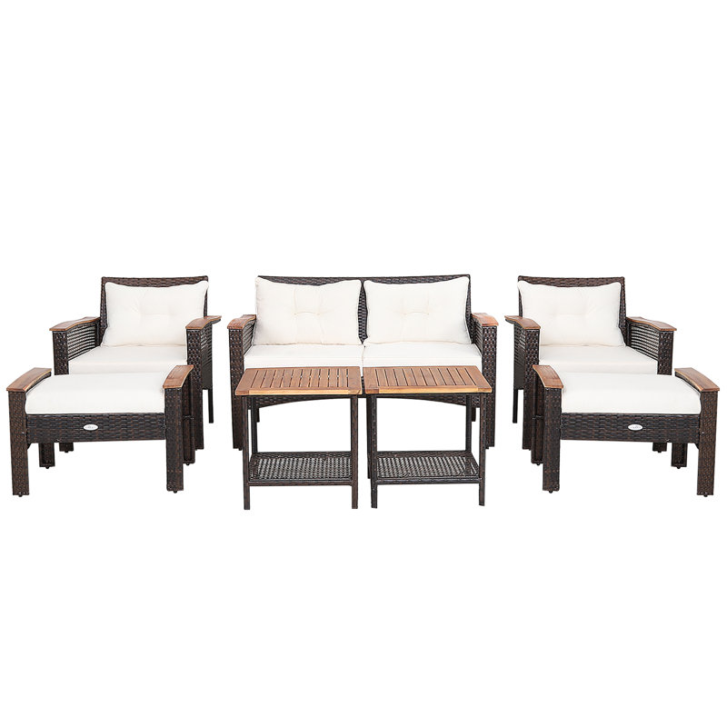 Table de repose-pieds avec canapé et causeuse Winston Porter 7 pièces