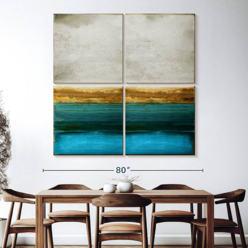 Or sur turquoise, H 74 po x l 74 po