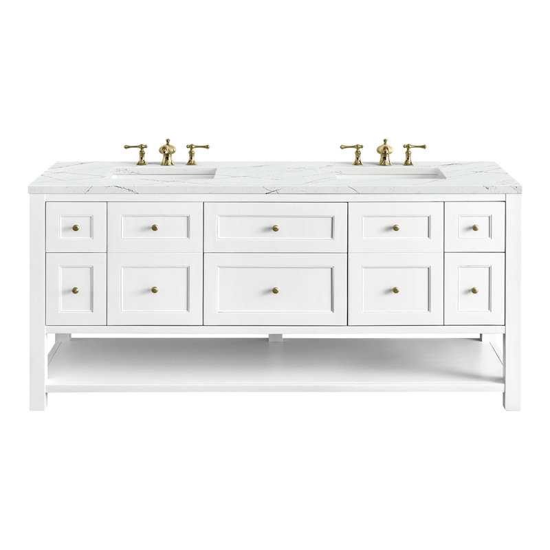 Breckenridge 72'' W Double Vanity, Bright White, 8" Widespread, Tajnar Eclos