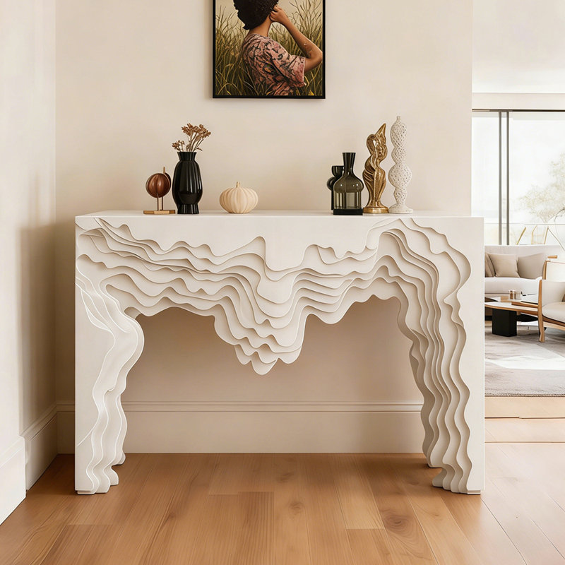 Console moderne et minimaliste créative, H 35,4 po x l 47,2 po x P 11,8 po, Blanc