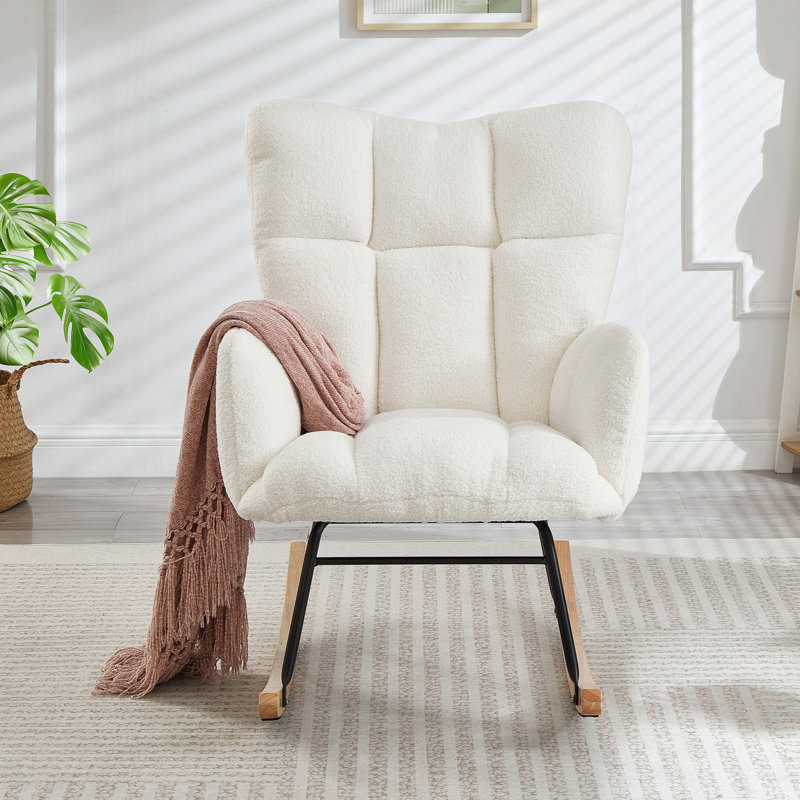 Chaise berçante rembourrée Teddy, Ivoire ivoire